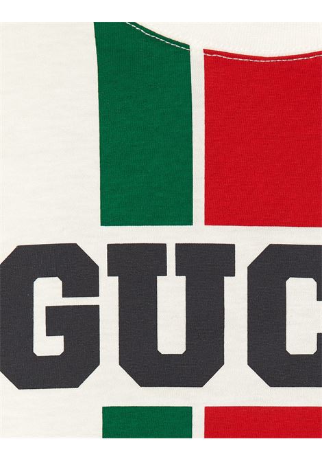 T-Shirt Bianca Con Stampa Gucci Web GUCCI KIDS | 575114-XJGN79214